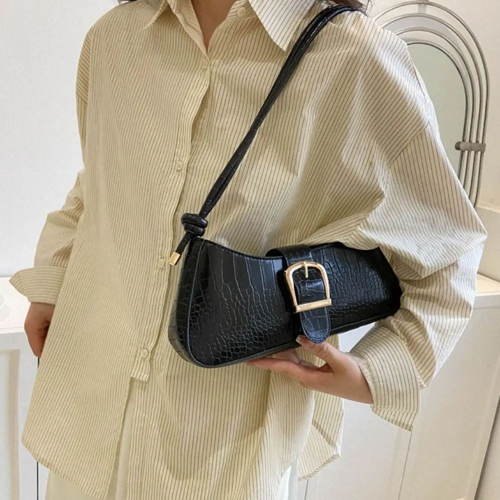 Vintage halvemaan onderarmtas grote capaciteit handtas PU lederen schoudertas mode Franse stijl rechthoek okseltas unisex