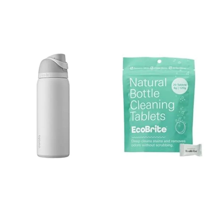 

FreeSip Insulated Stainless Steel Water Bottle with Straw for Sports, Travel, and School, 32 oz, Shy Marshmallow + EcoBrite All