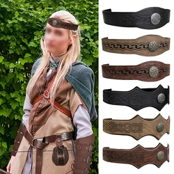Medieval Viking Tiara PU Leather Head Ring Renaissance King Crown Headwear Medieval Noble Knight Headband Larp Cosplay Props