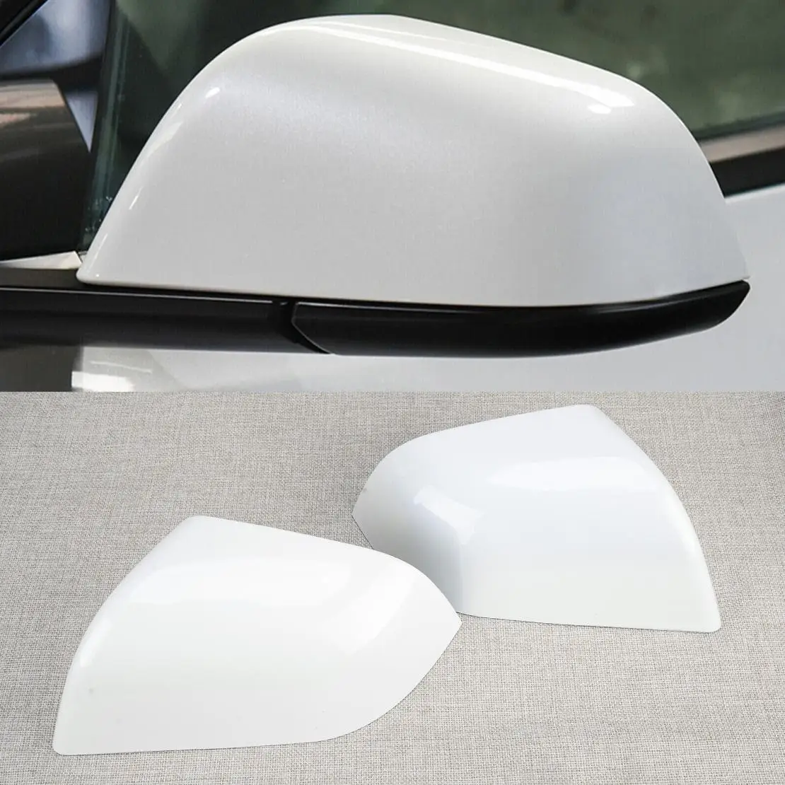 

Clip-on 1 Pair Car Front Side Rearview Mirror Casing Covers Caps White ABS Fit For Tesla Model 3 2017 2018 2019 2020 2021 2022