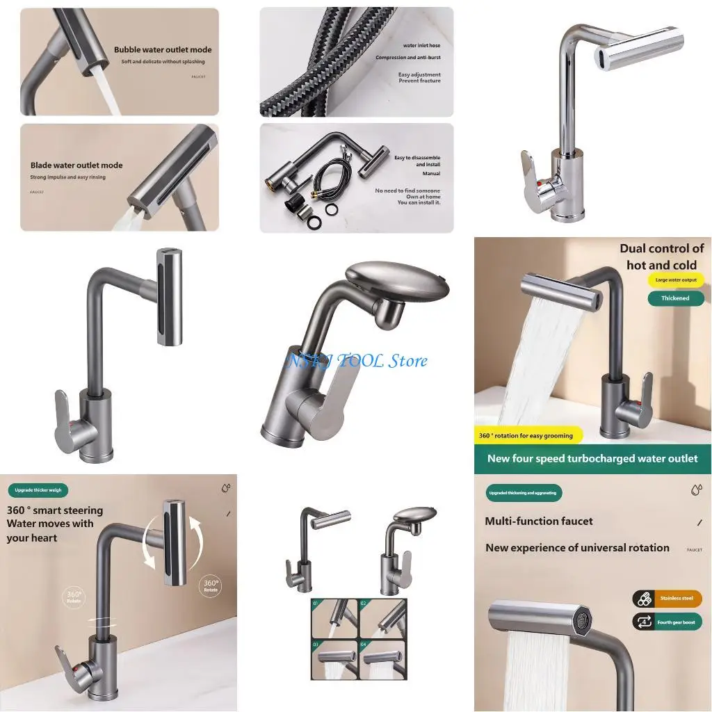 

L8RC 360 Rotating Kitchen Faucet Hot Cold Water Mixer Single Handle Sink Faucet