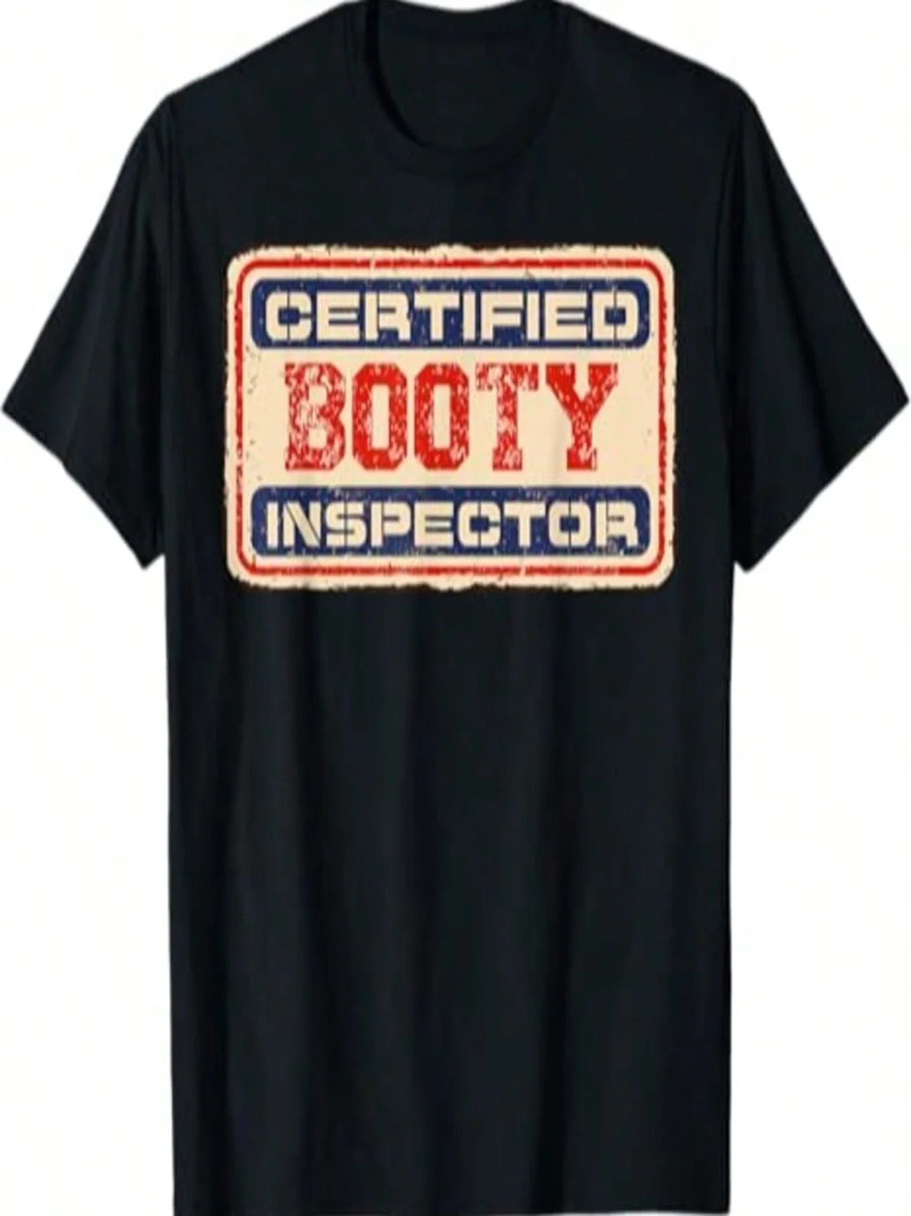 T-shirt drôle certifié Veenajo Certified Titty Inspector, 100 % coton, respirant et lavable, col rond, manches courtes, coupe classique, poids du