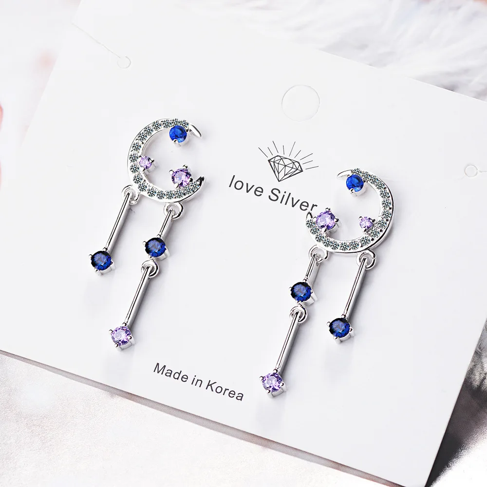 Очаровательные серьги из стерлингового серебра 925 пробы с ультра-флешкой и лунным цирконием, звездное небо, серьги с кисточками для женщин, подарок oorbellen S-E817