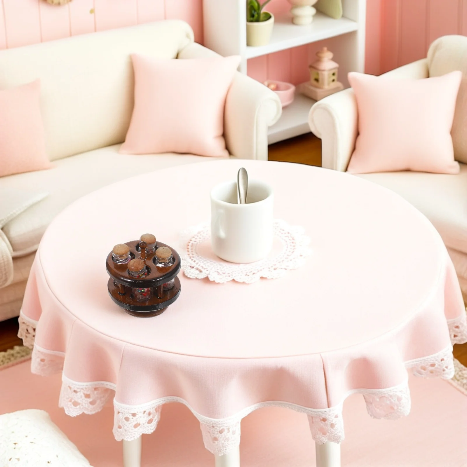 

1Set Mini Spice Rack Rotatable Base with Colorful Jars for Dollhouse Kitchen Accessories Enhancing Pretend Play