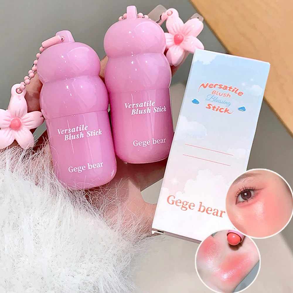 Gege Bear Korean-Style Water Glow Multi-Use Blush Stick, Hydrating & Silky Smooth, Dual-Use Water Glow Blush & Lip Tint Pendant