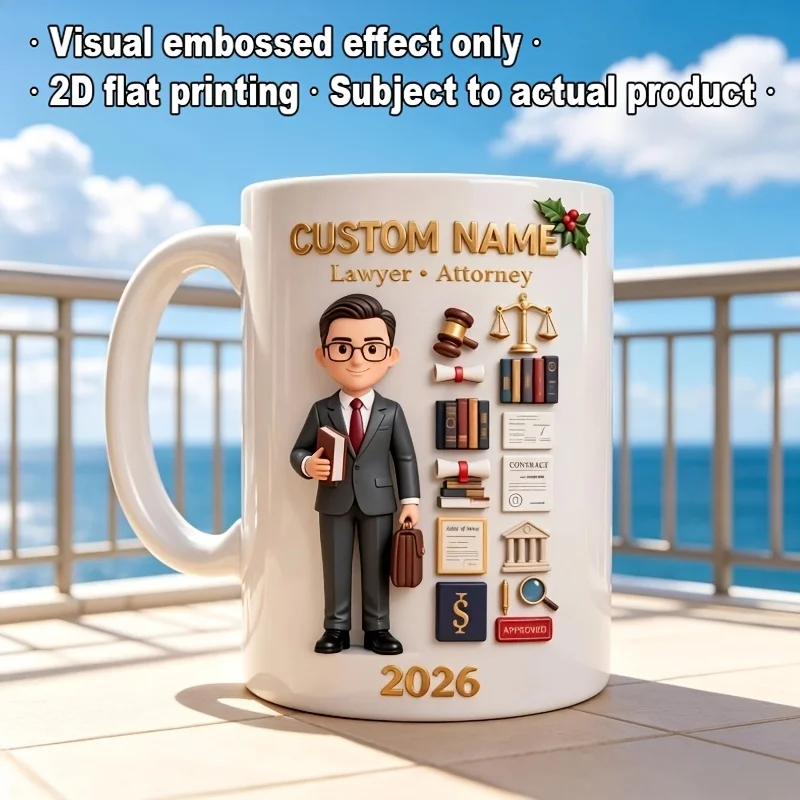 Personalized Lawyer Mug 11oz Custom Name 2D Print Ceramic Coffee Cup Gift for Law Graduate Legal Professional