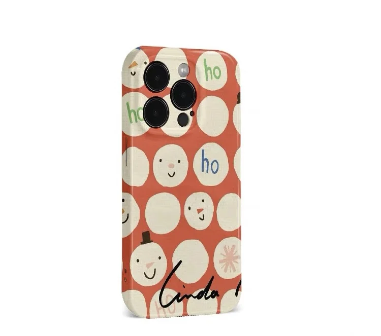 Orange Christmas Snowman Phone Case for IPHONE 17 Air 16E 15 PROMAX 14 Plus 13 12 MINI 11 PRO 16Plus XR XS Acrylic Phone Cover