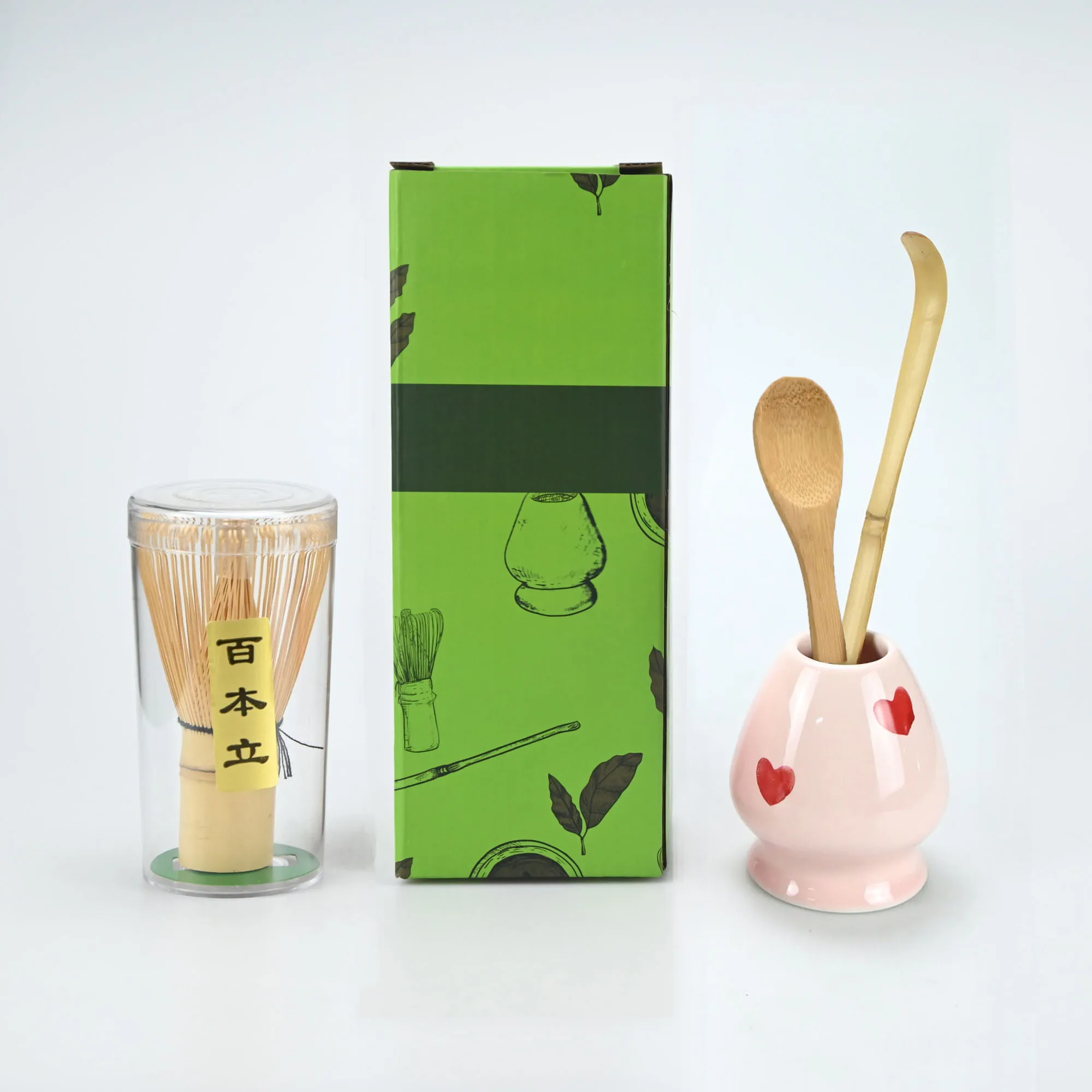 Juego de Matcha de 4 piezas: Batidor de bambú, cuchara de té, accesorios de cerámica, batidor de Matcha (Chasen), cuchara y cuchara dosificadora (Chashaku), herramienta para preparar té.