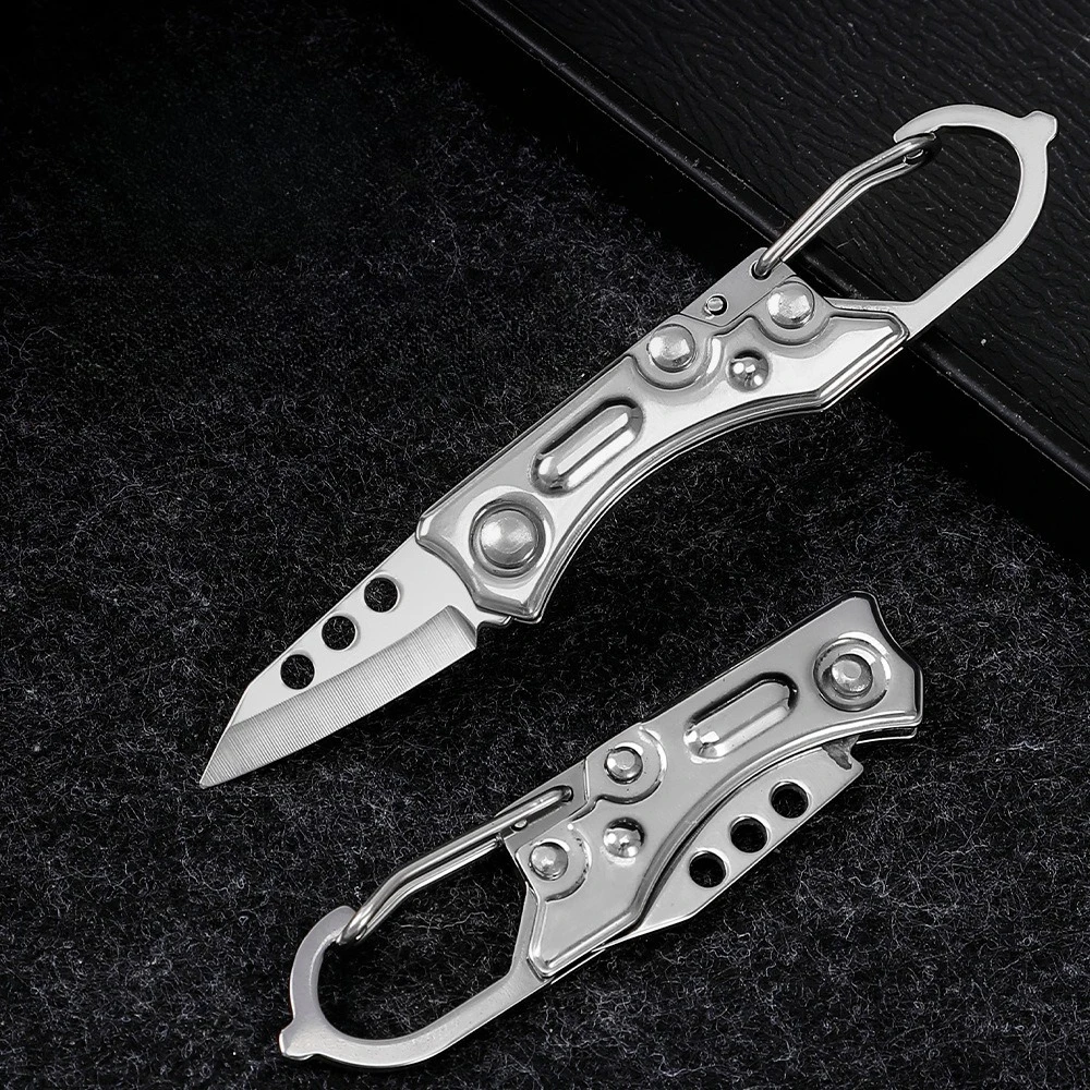 

Outdoor Travel Camping Cutting Tool Holiday Gift Mini Portable Folding Knife All Steel Material Keychain Accessories