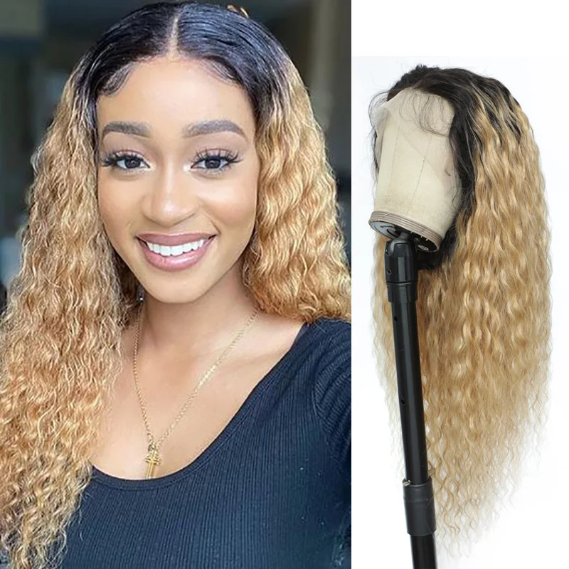 

T1B/27 Brazilian Human Hair Water Wave Customize Wig 4x4/13x4 Lace Available Ombre Blonde Lace Frontal Wigs Pre Pluck EUPHORIA