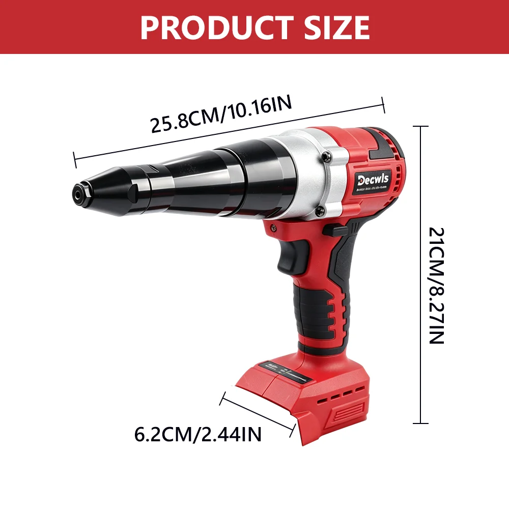 Professional Electric Riveter Gun Set 3.2mm/4.0mm/4.8mm Rivets Cordless Metal Rivet Nut Gun Automatic Rivet Machine Effortless