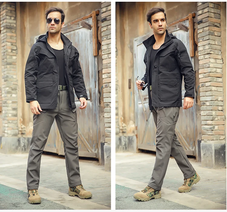 TRVLWEGO Männer Winter Wasserdicht Klettern Skifahren Trekking Fleece Angeln Taktische Sharkskin Cargo Hosen Camping Wandern Hosen – Detail 8