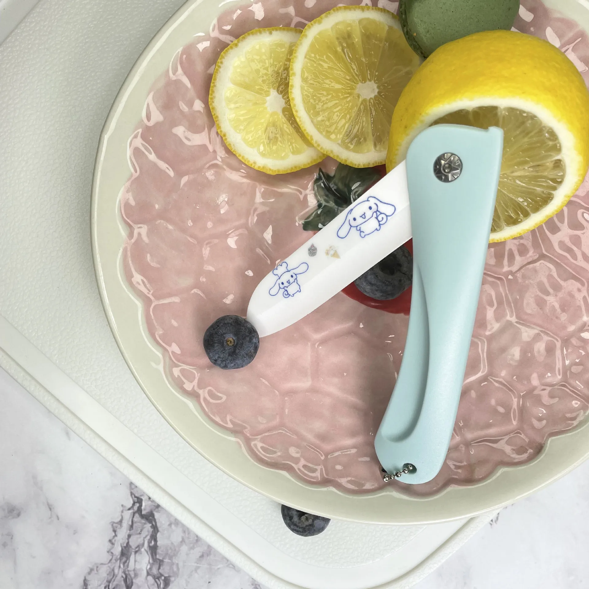 Hello Kitty Kawaii Sanrio Cartoon Anime Cinnamoroll Kulomi Ceramic Folding Fruit Knife Cute Pink Portable Knife