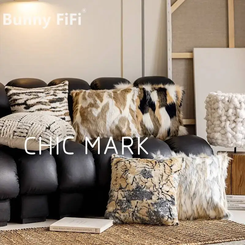 Weiche Flauschige Kunstfell-Kissenbezüge Neutrale Boho Dekorative Kissenhüllen für Weiches Bett Wohnzimmer Heim-Dekoration