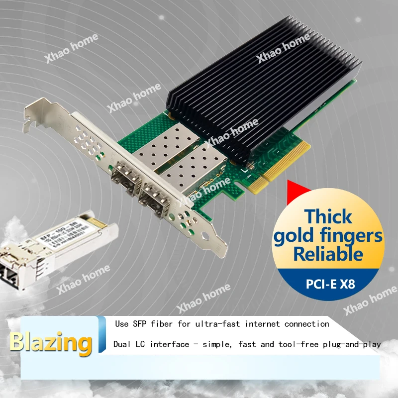 بطاقة شبكة خادم الألياف SFP + ثنائية المنفذ بسرعة 10 جيجابت في الثانية لشريحة Intel X722، محول إيثرنت للمؤسسة لـ VMware/ESXi Virtualization
