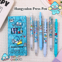 6pcs/set Sanrio Kawaii Hangyodon 0.5mm Black Gel Ink Ballpoint Pen with Box Cute Cartoon Ballpoint Pen Korean School Supplies