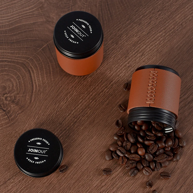 Portable Mini Coffee Bean Storage Jar Aluminum Alloy Coffee Powder Sealed Tank Outdoor Camping Coffee Bean Tea Storage Containe