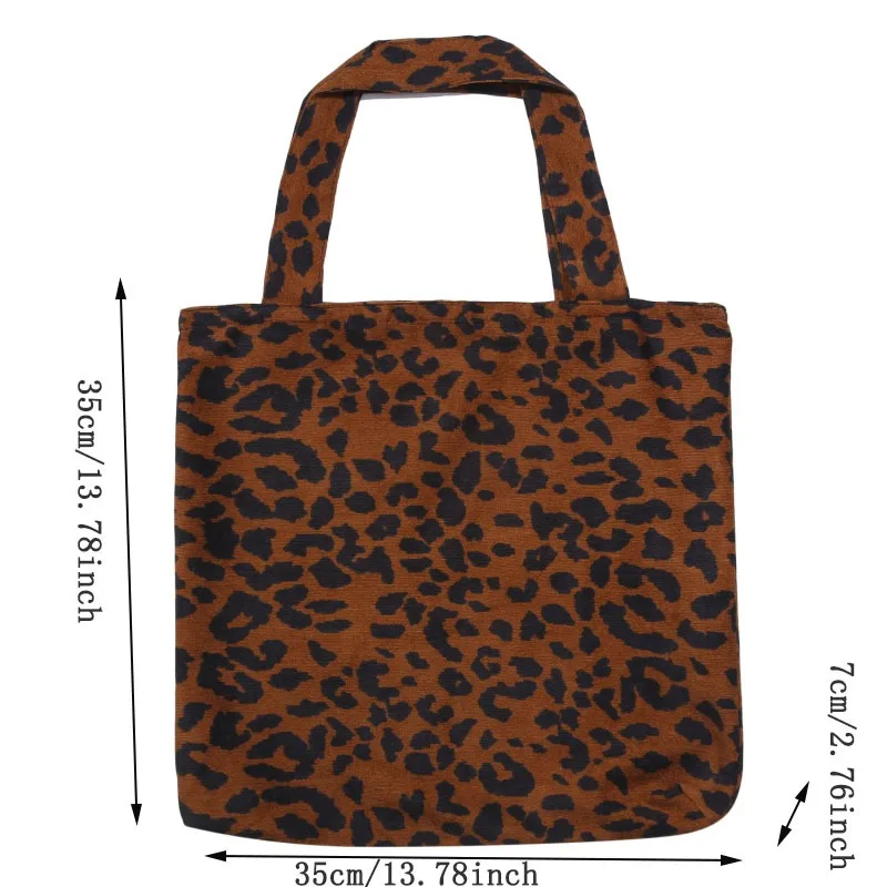 Women Big Canvas Leopard Shopping Bag Reusable High-Capacity Tote Grocery Bag Eco Environmental Shopper Shoulder Bags For Girls