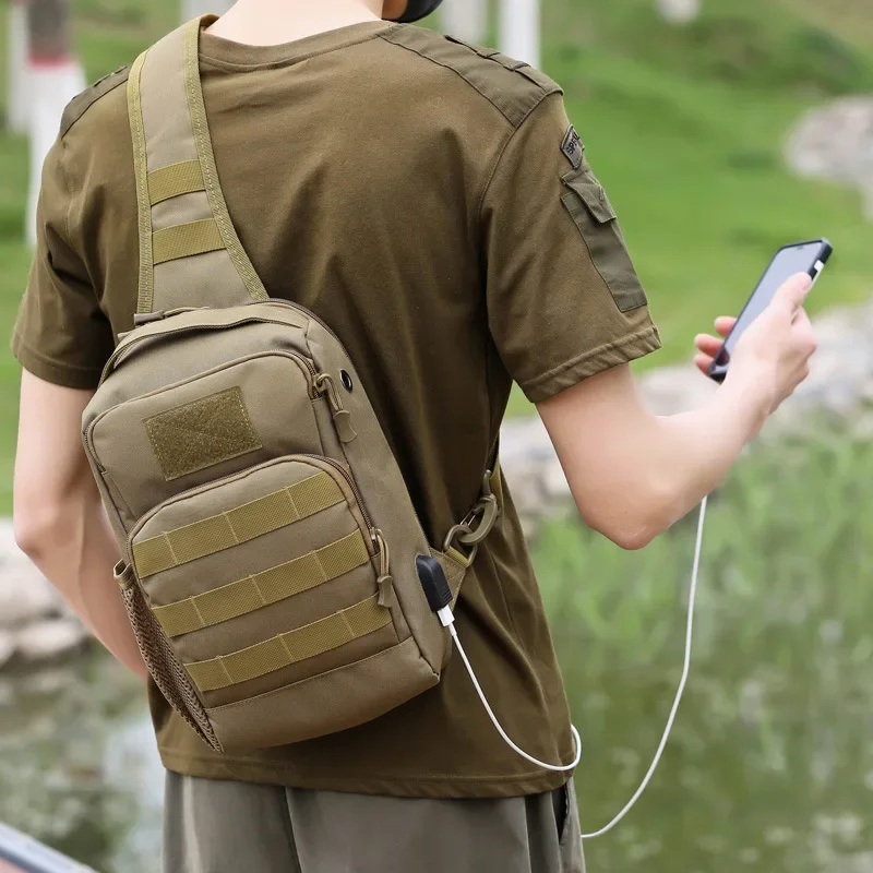 Tactical Shoulder Bag Molle Shoulder Backpacks Sling Daypack Backpack with USB Charging Port Chest Fishing Camping Fanny Pack image 4