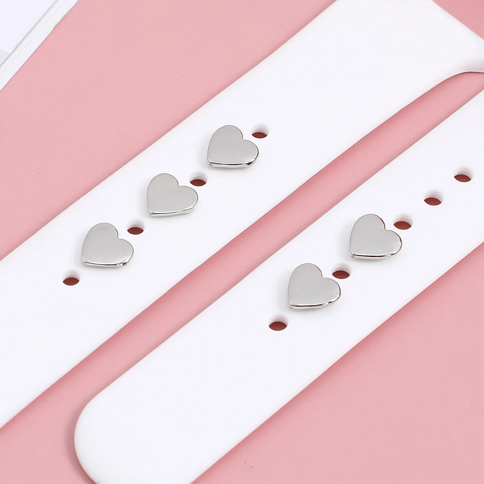5Pcs Premium Alloy Heart Watchband Decorative Nails Watch Belt Charms Stylish Elegant Personalized Watch Strap Decorations