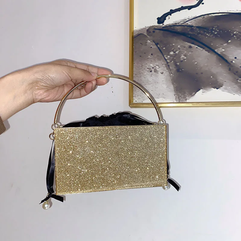 Fashion Box Bag Bright Face Foreign Style High Sense Shoulder Messenger Bag Hollow Simple Trend Chain Bag