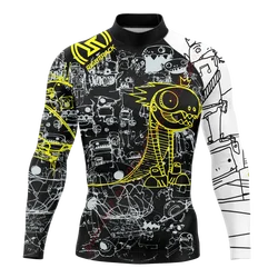 Hot Men's Surfing Shirt Nautical Diary Lycra Rashguard RIGHTTRACK For Surf Sportswear Beach UV Swimwear UPF50 Clothes