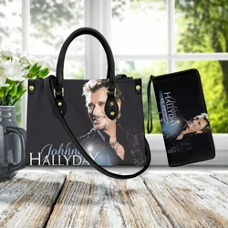 Johnny Hallyday Rock Singer Fan Gift Handbags and Purse for Women Luxury PU Leather Female Small Cross Body Bags with Long Purse