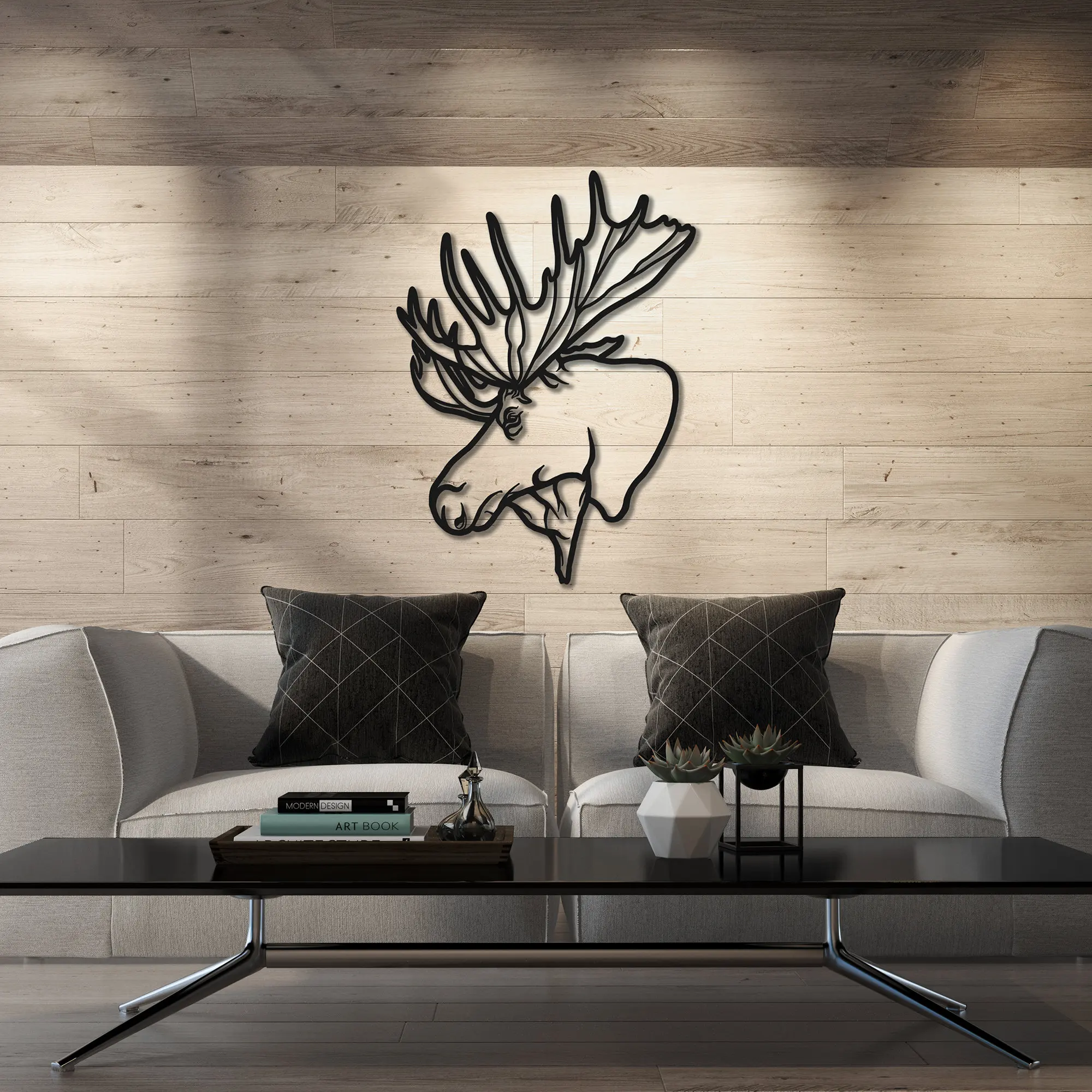 

Personalized Creative Moose Metal Wall Art: Geometric Farmhouse Decor