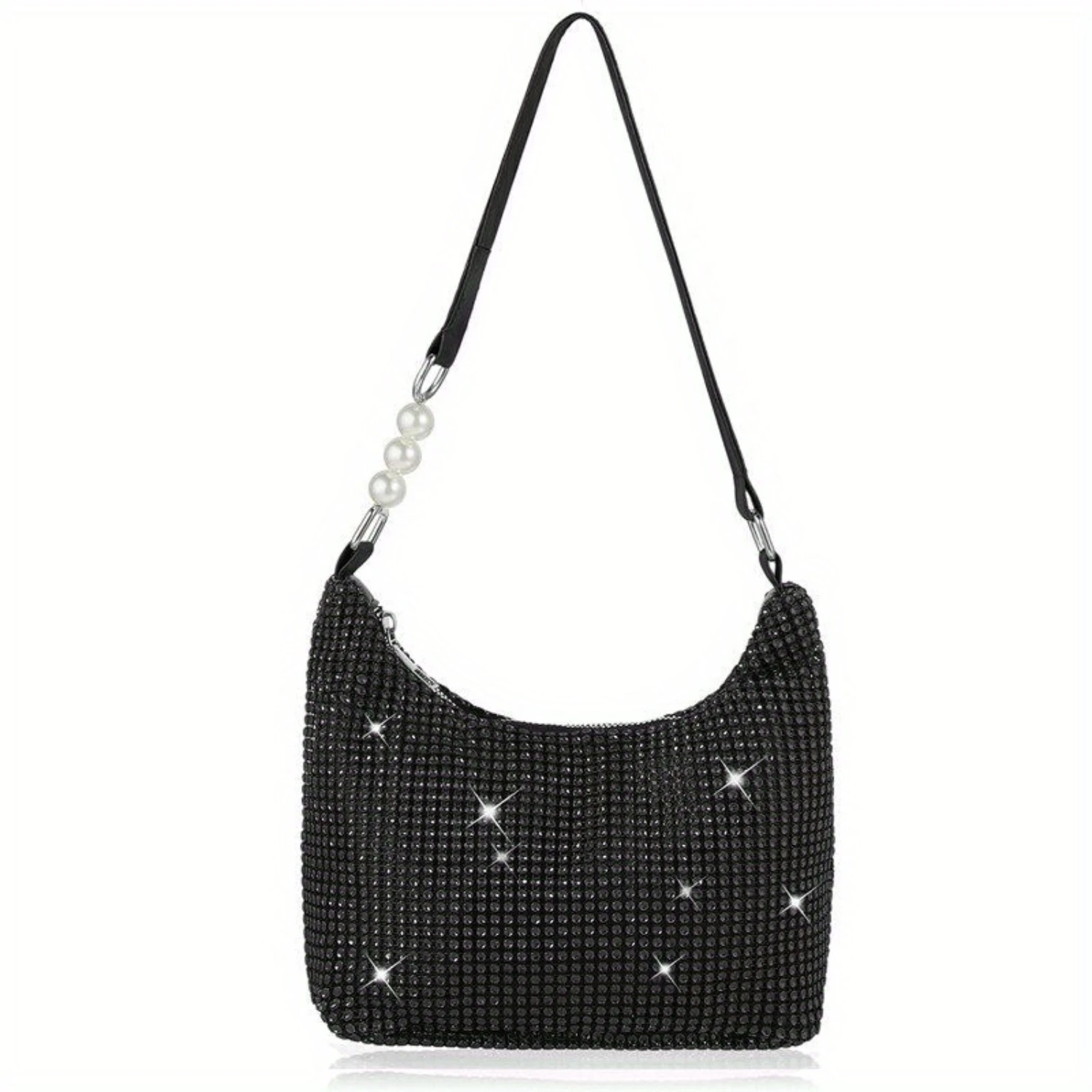 

Women's Rhinestone Evening Clutch Bag - Sparkly Shoulder Handbag - Elegant Armpit Bag