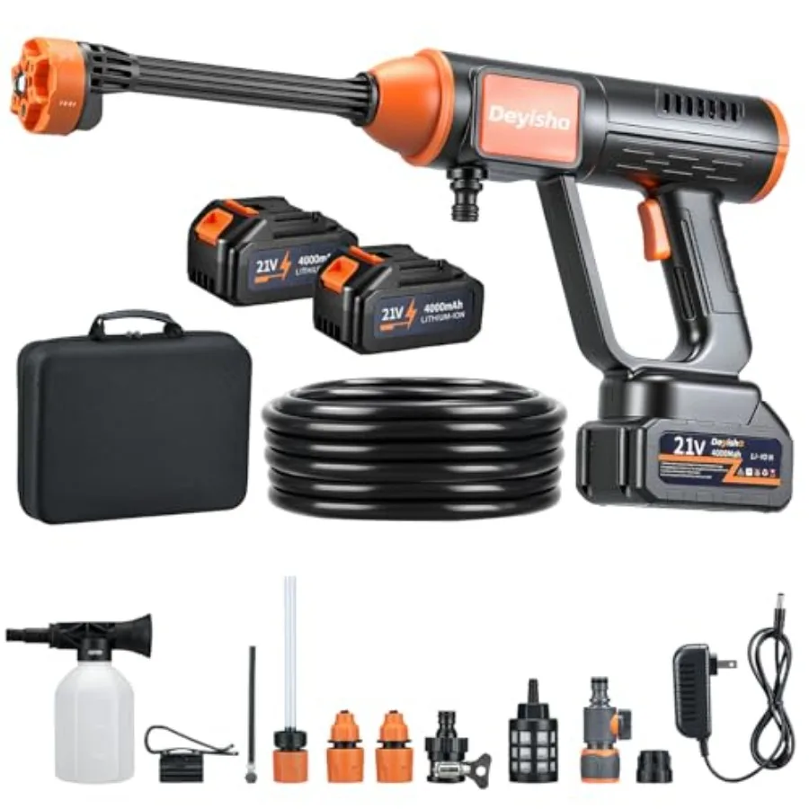 

Беспроводная мойка высокого давления 1750 PSI с бесщеточным двигателем, 2 аккумулятора 4.0 Ач, насадка 6-в-1, сенсорный экран, функция хранения