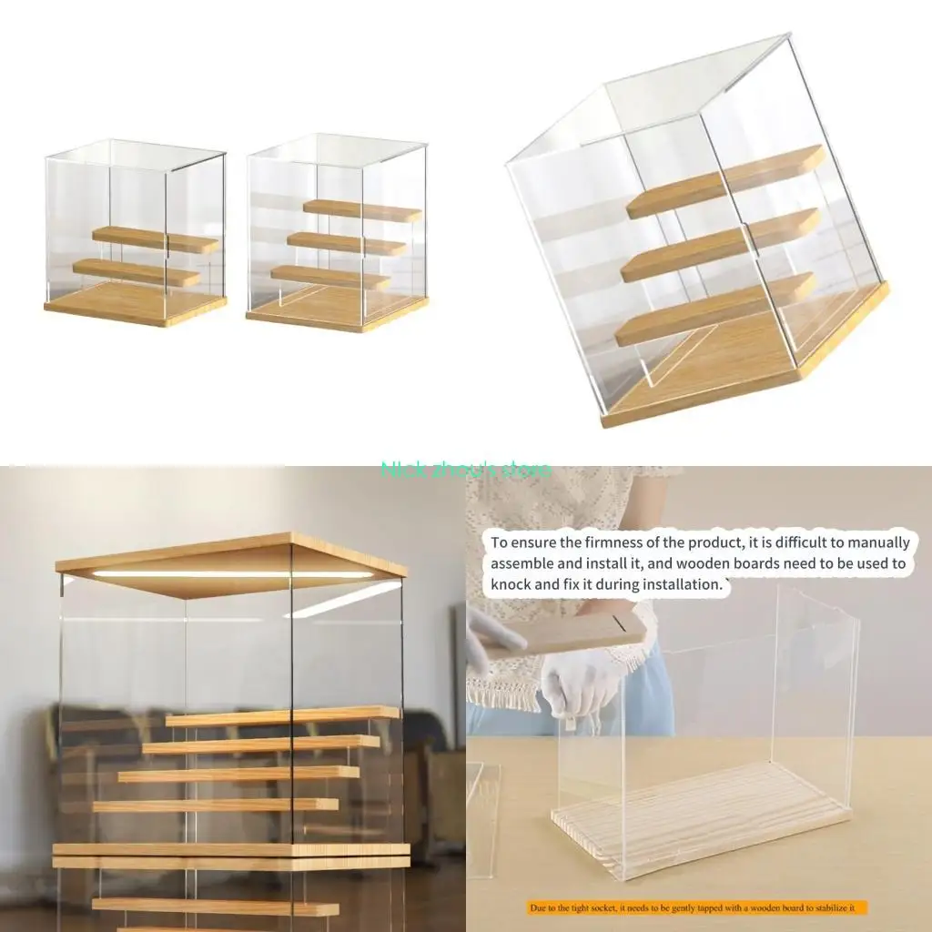 

E15E Acrylic Box for Miniature Figure Enthusiasts Easily Accessible Display Case Removable Shelves Holder for Collectibles