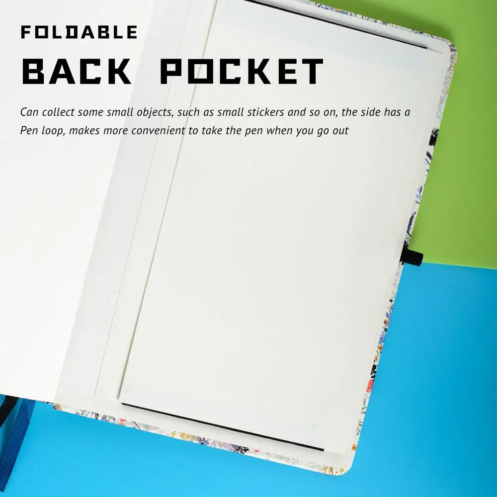 Notebook liso com elástico, Pen Loop Back Pocket, Capa Dura, Jornal em Branco, A5, 160gsm