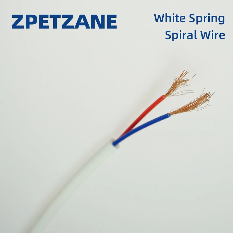 White Spring Cable Electrical Wire Copper Core 2x0.75m2 3x2.5m2 Telescopic PU Spiral Power Cord Scalable