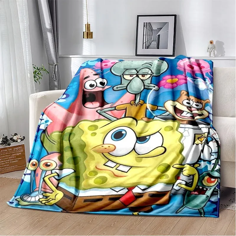 

Cartoon SpongeBobs SquarePantes Bedspread Nap Blanket for Decorative Sofa Bedroom Decoration Fluffy Soft Blankets Throw Boho