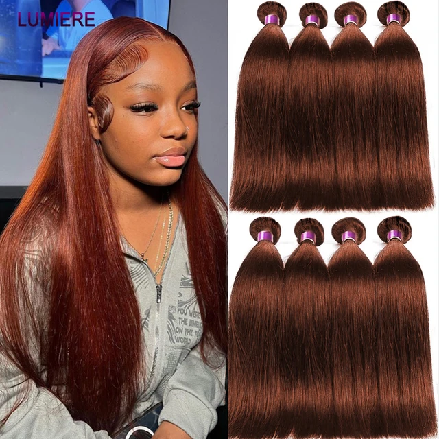 33 Auburn Reddish Brown Colored Bone Straight Bundles Deal Brazilian Hair Weave 3 4 Bundles Raw Virgin Human Hair Weave Bundle AliExpress