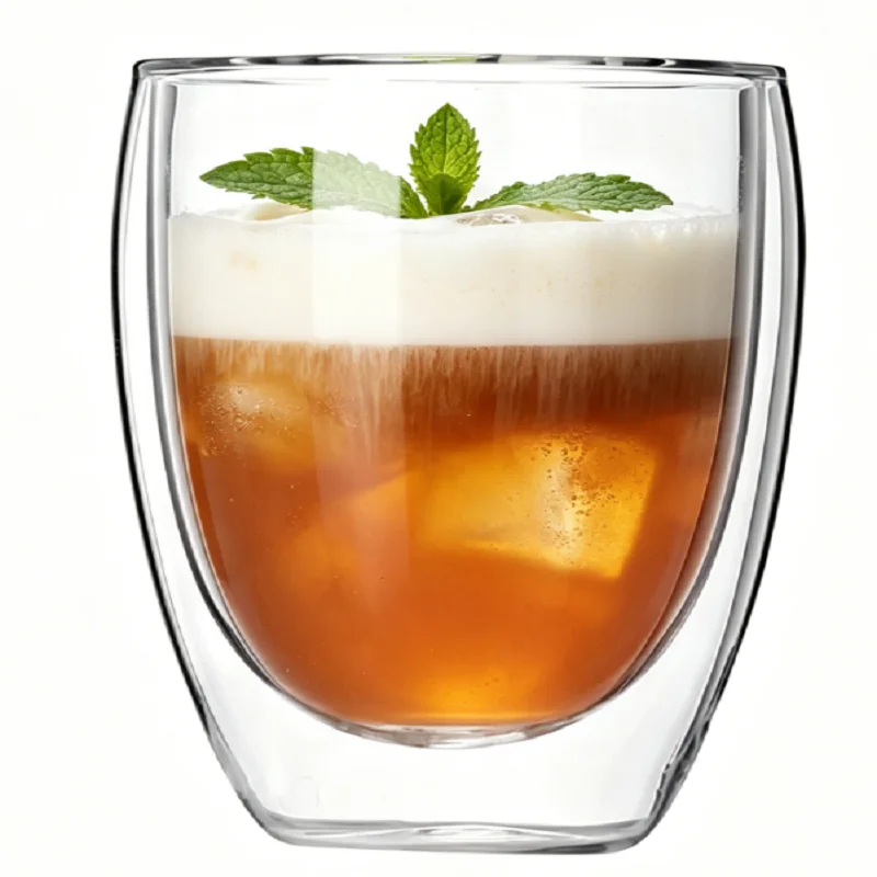 Copo Vidro Dupla Parede Resistente Ao Calor 150-350Ml Transparente Com AlçA PráTico Para Leite Suco ÁGua Café E Cerveja-image