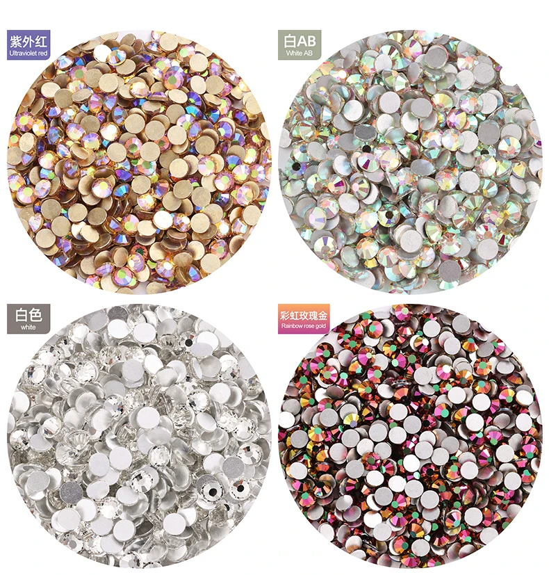 Super Quality Glitter Gems Ss3-ss50 Flatback Stones Crystal Non Hotfix Rhinestones Nail Art Decoration Rhinestones Y0100