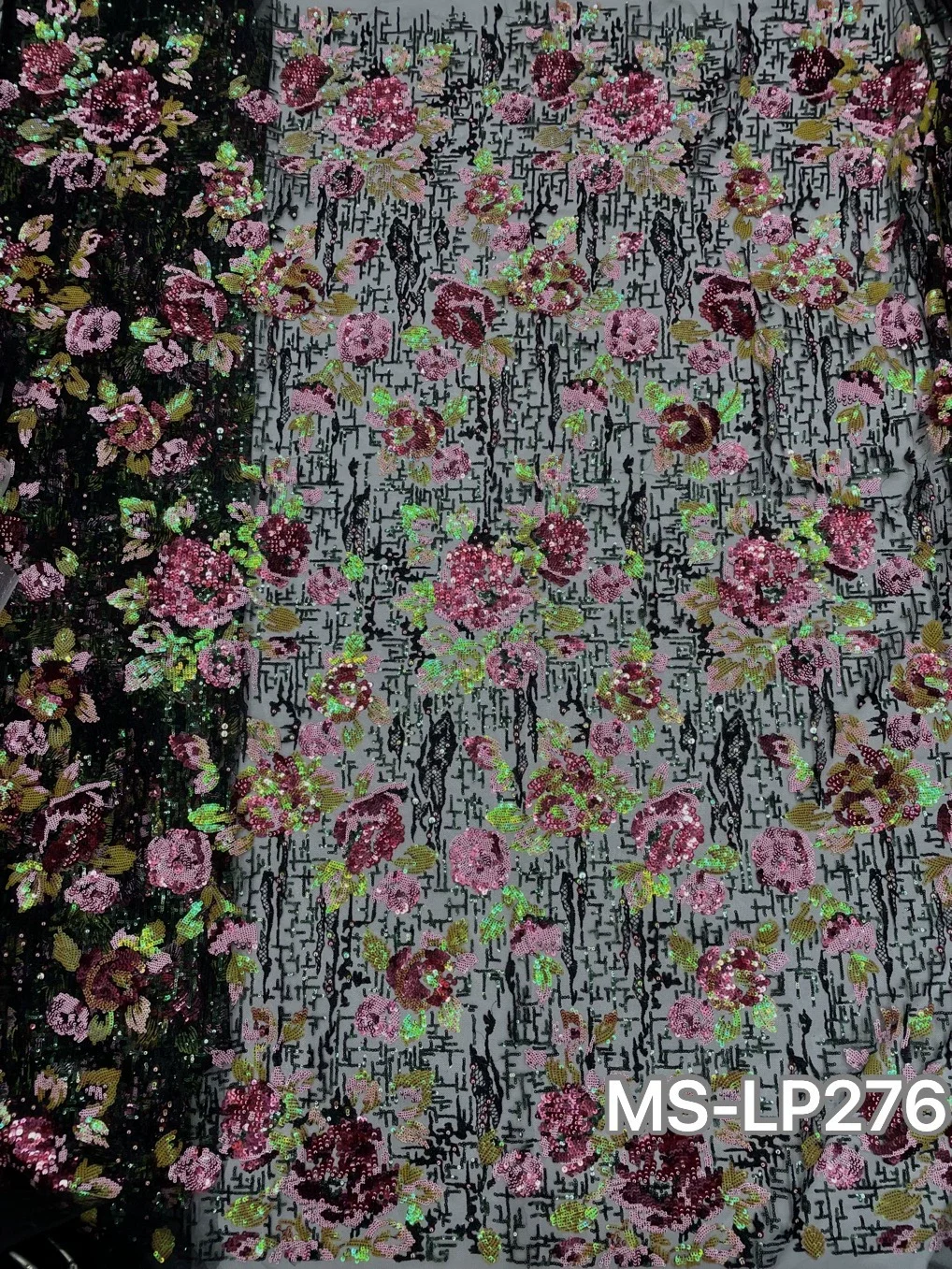 1yard soft mesh fabric Overlapping sequin embroidery telas Wedding Dress cheongsam fabrics for clothing
