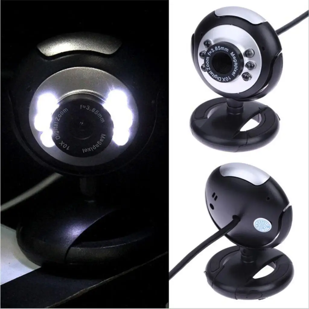 USB 2.0 Webcam 10X Clip-on Computer Web Camera with Microphone for PC Video Live Streaming Conference Gaming Plug and Play
