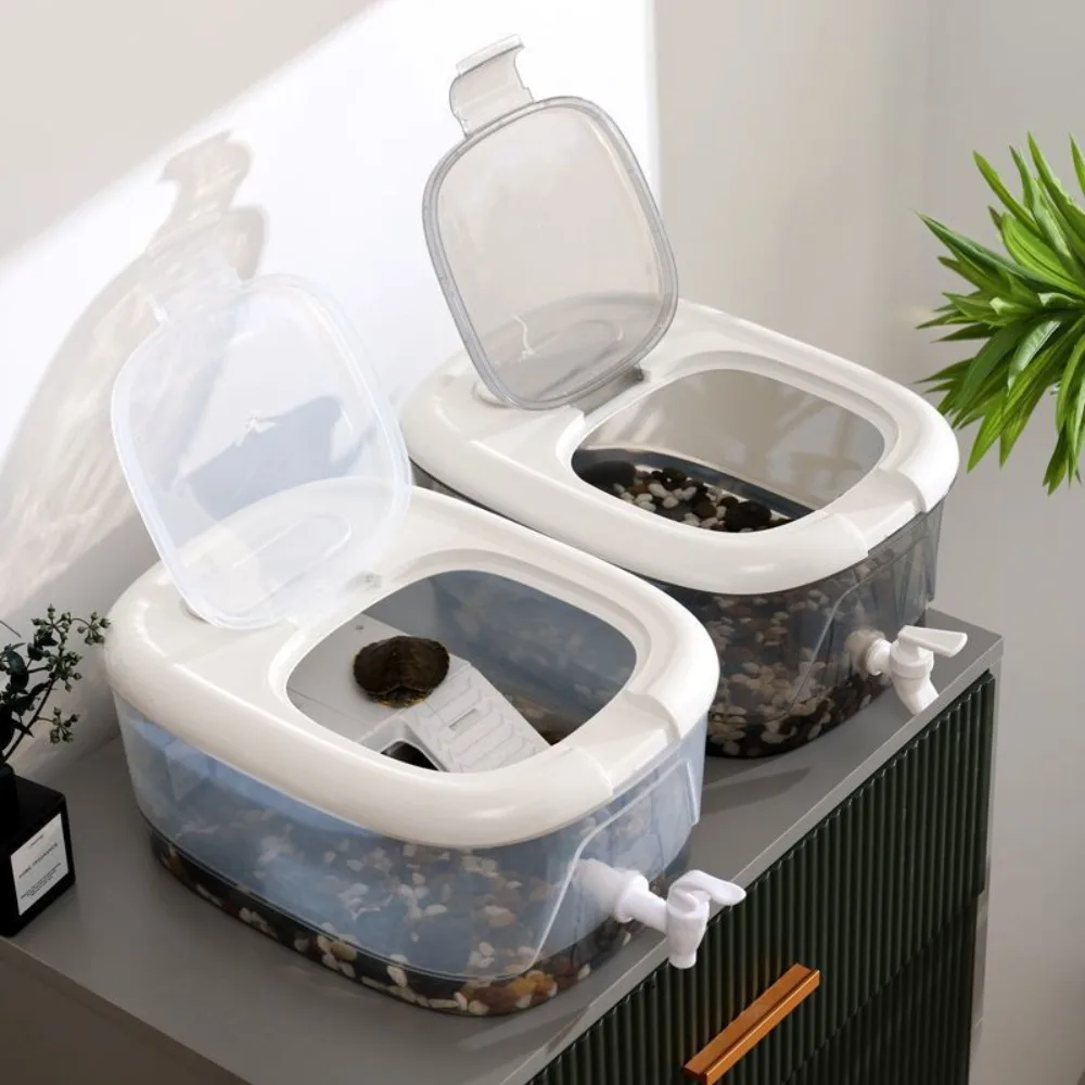 

Прозрачный резервуар для черепахи с дренажным отверстием для воды, аквариум для черепахи, портативная клетка для питомника для рептилий, дышащие товары для домашних животных