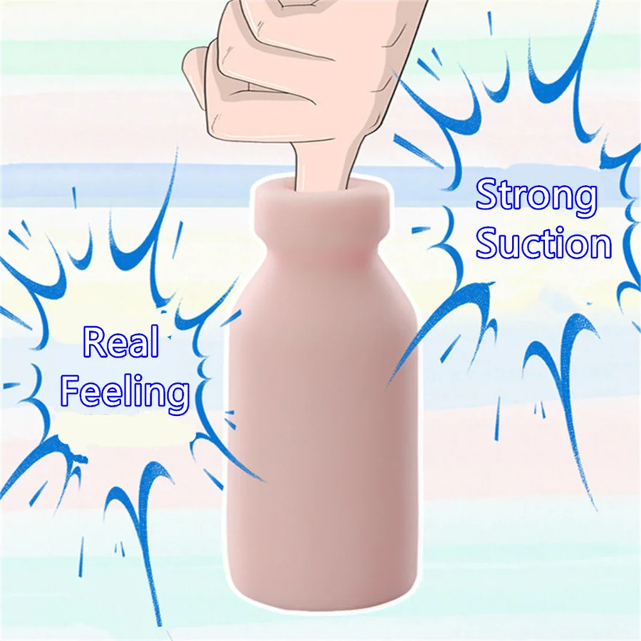 Male Masturbator Pocket Pussy Bottle Realistic Vagina Pussy Masturbation Cup Penis Endurance Exercise Oral Sex Toys For Men