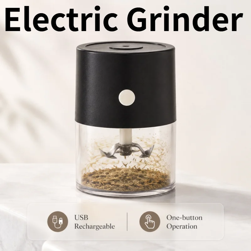 USB Charging Electric Herb Grinder Portable Multifunctional Spice Crusher Plastic Shredder Coffee Beans Household Kitchen Gadget