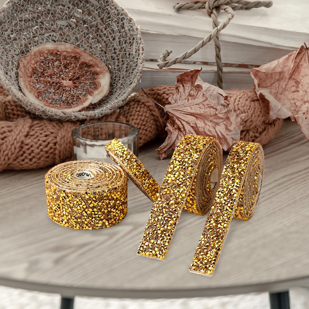 حجر الراين بلينغ أشرطة لفة الزفاف الديكور كريستال حجر الراين الشريط النطاقات حزام التفاف لزي الطاولة #4