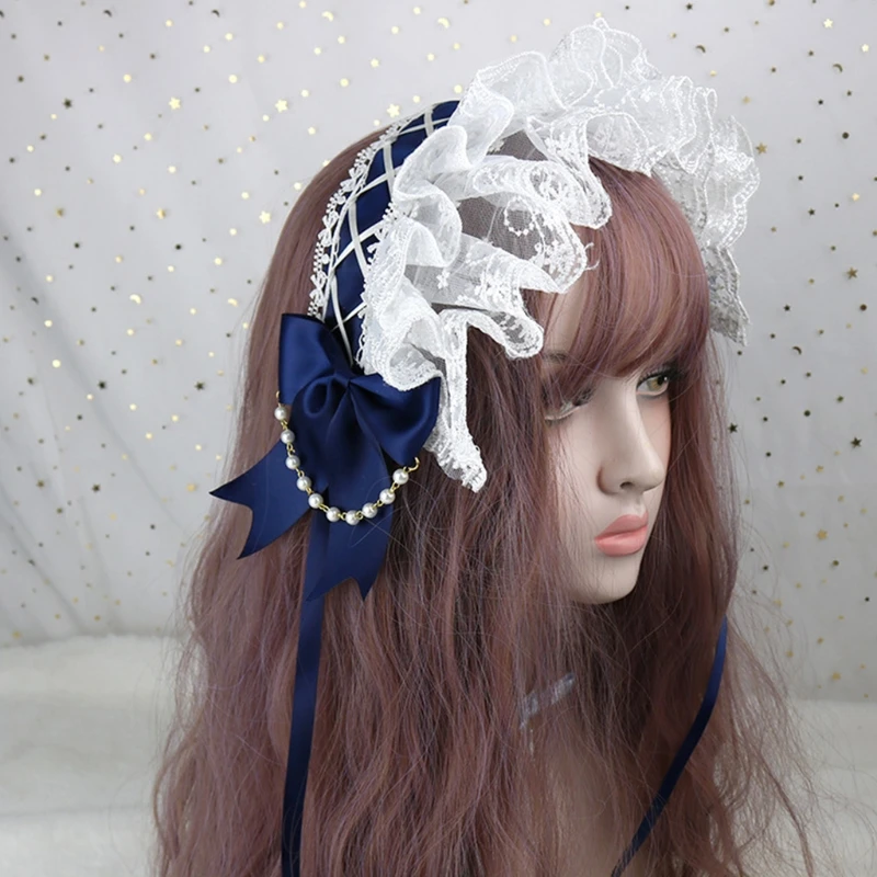 

Lace for Cross Ribbon Bowknot Headband Tea Party Jewelry Cosplay Hairband