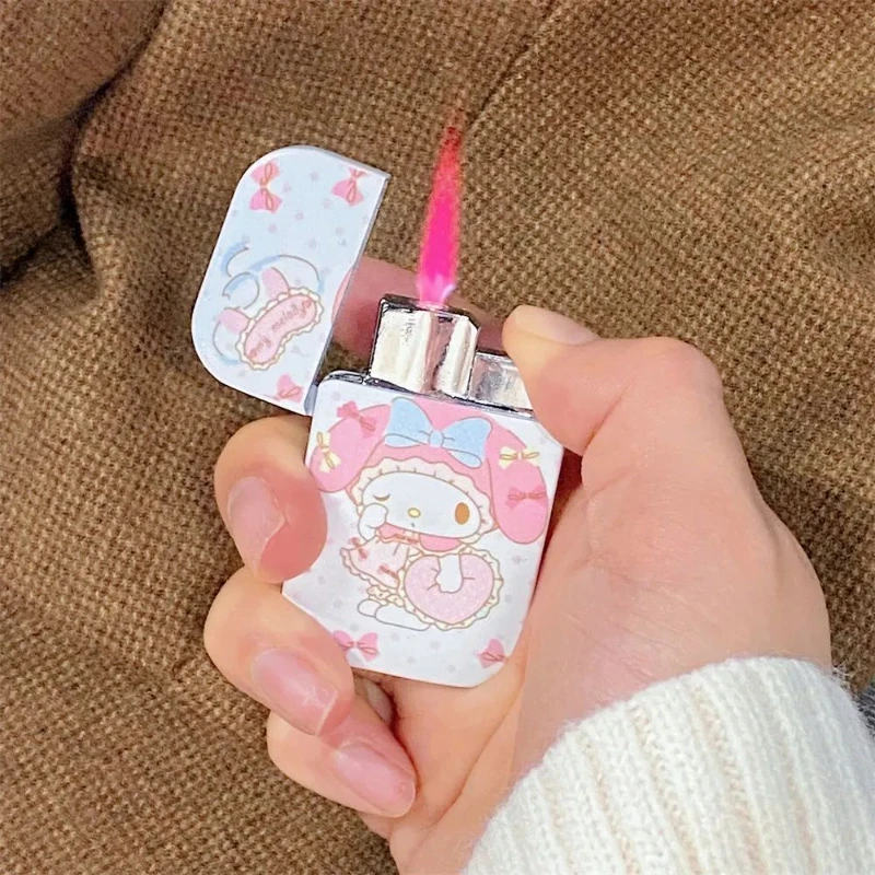 

High Beauty Plastic Cartoon Lighter Windproof Outdoor Strong Fire Power Cigarettes Pocket Lighters mini Pink flame Fuel lighter