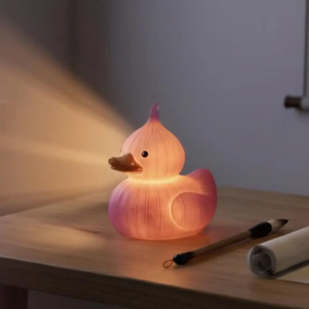Duck Figurine Night Light Resin Onion Duck Ornament Onion Duck Figurine Led Light Up Resin Statue Collectible for Garden