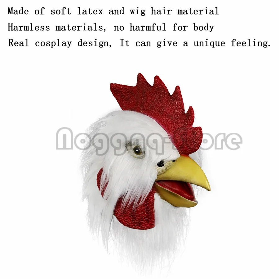 Cosplay Lovely Animal Rooster Beak Cock Head Chicken Feather Christmas Funny Halloween Mask Full Face Helmet Carnival Party Prop