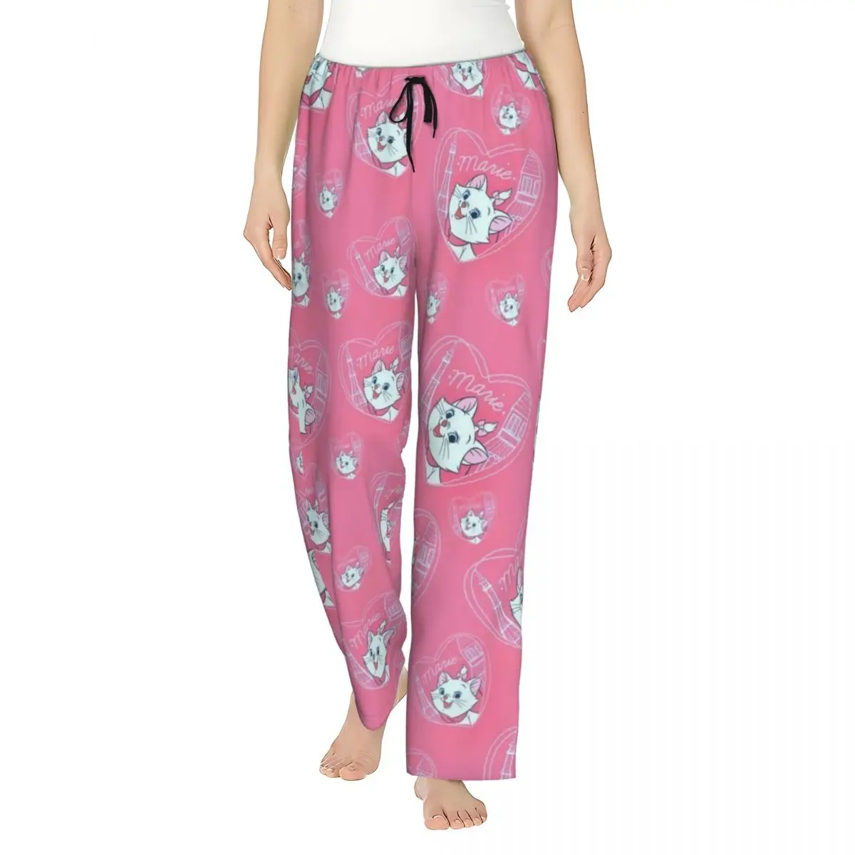 

Custom Cartoon Aristocats Animation Marie Cat Pajama Pants Womens Sleepwear Lounge Sleep Bottoms Stretch with Pockets