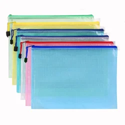 1PCS Stationery Storage Folder File Mesh Zipper Pouch A4 A5 A6 A3 Document Bag Zip File Folders School Office Supplies