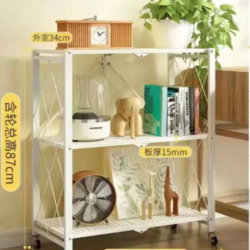 

No-Installation Kitchen Storage Rack, Microwave Oven Stand, Oven Organizer Shelf, Multi-Purpose Rolling Cart for Countertop